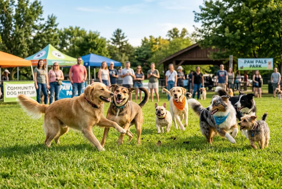 Dogs and their people at a Dogs Life Brands community event